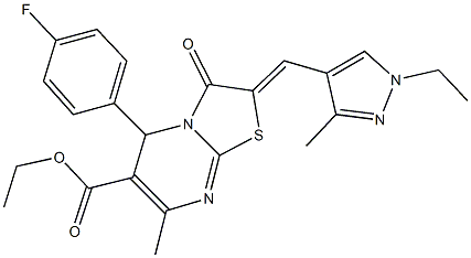 ethyl 2-[(1-ethyl-3-methyl-1H-pyrazol-4-yl)methylene]-5-(4-fluorophenyl)-7-methyl-3-oxo-2,3-dihydro-5H-[1,3]thiazolo[3,2-a]pyrimidine-6-carboxylate Structure