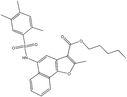 pentyl 2-methyl-5-{[(2,4,5-trimethylphenyl)sulfonyl]amino}naphtho[1,2-b]furan-3-carboxylate Struktur