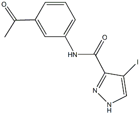 N-(3-acetylphenyl)-4-iodo-1H-pyrazole-3-carboxamide 化学構造式