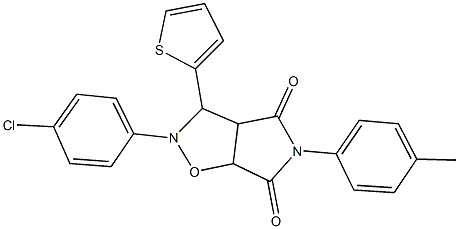 2-(4-chlorophenyl)-5-(4-methylphenyl)-3-(2-thienyl)dihydro-2H-pyrrolo[3,4-d]isoxazole-4,6(3H,5H)-dione,,结构式