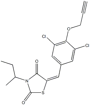 3-sec-butyl-5-[3,5-dichloro-4-(2-propynyloxy)benzylidene]-1,3-thiazolidine-2,4-dione Struktur