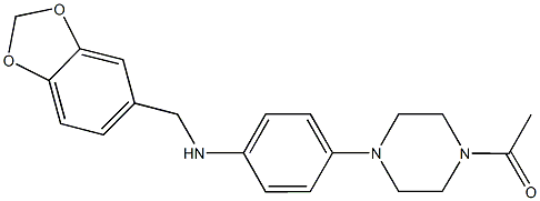 N-[4-(4-acetyl-1-piperazinyl)phenyl]-N-(1,3-benzodioxol-5-ylmethyl)amine Structure