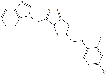 [3-(1H-benzimidazol-1-ylmethyl)[1,2,4]triazolo[3,4-b][1,3,4]thiadiazol-6-yl]methyl 2,4-dichlorophenyl ether Struktur