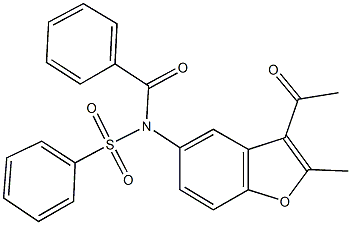N-(3-acetyl-2-methyl-1-benzofuran-5-yl)-N-benzoylbenzenesulfonamide Struktur