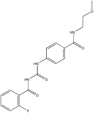 4-({[(2-fluorobenzoyl)amino]carbothioyl}amino)-N-(2-methoxyethyl)benzamide Structure