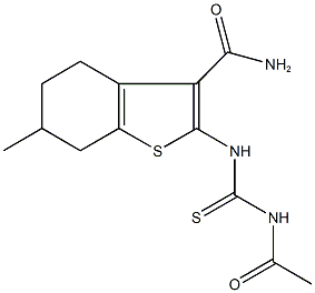 2-{[(acetylamino)carbothioyl]amino}-6-methyl-4,5,6,7-tetrahydro-1-benzothiophene-3-carboxamide Structure