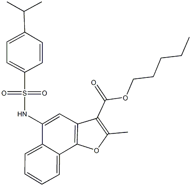 pentyl 5-{[(4-isopropylphenyl)sulfonyl]amino}-2-methylnaphtho[1,2-b]furan-3-carboxylate Struktur