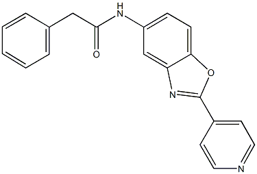2-phenyl-N-[2-(4-pyridinyl)-1,3-benzoxazol-5-yl]acetamide,,结构式