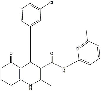4-(3-chlorophenyl)-2-methyl-N-(6-methylpyridin-2-yl)-5-oxo-1,4,5,6,7,8-hexahydroquinoline-3-carboxamide Struktur