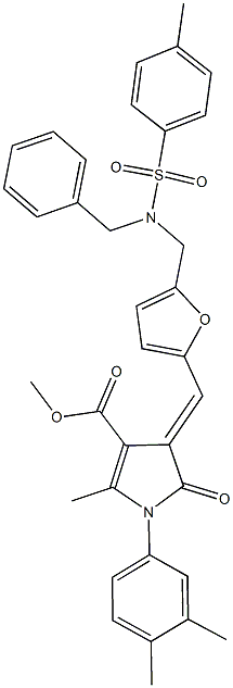  methyl 4-{[5-({benzyl[(4-methylphenyl)sulfonyl]amino}methyl)-2-furyl]methylene}-1-(3,4-dimethylphenyl)-2-methyl-5-oxo-4,5-dihydro-1H-pyrrole-3-carboxylate