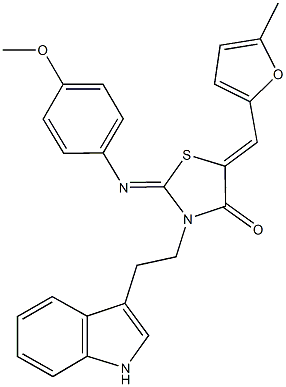  3-[2-(1H-indol-3-yl)ethyl]-2-[(4-methoxyphenyl)imino]-5-[(5-methyl-2-furyl)methylene]-1,3-thiazolidin-4-one