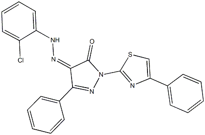 3-phenyl-1-(4-phenyl-1,3-thiazol-2-yl)-1H-pyrazole-4,5-dione 4-[(2-chlorophenyl)hydrazone] Structure