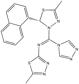 5-methyl-N-[(5-methyl-2-(1-naphthyl)-1,3,4-thiadiazol-3(2H)-yl)(4H-1,2,4-triazol-4-yl)methylene]-1,3,4-thiadiazol-2-amine Struktur