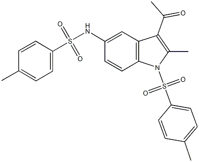N-{3-acetyl-2-methyl-1-[(4-methylphenyl)sulfonyl]-1H-indol-5-yl}-4-methylbenzenesulfonamide Struktur
