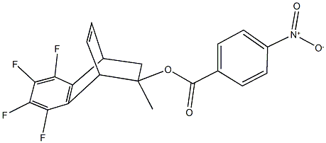 3,4,5,6-tetrafluoro-9-methyltricyclo[6.2.2.0~2,7~]dodeca-2,4,6,11-tetraen-9-yl 4-nitrobenzoate Struktur