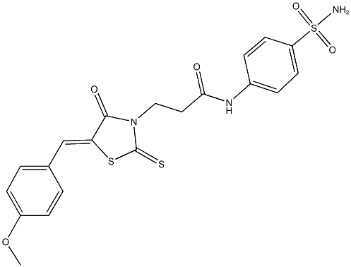 N-[4-(aminosulfonyl)phenyl]-3-[5-(4-methoxybenzylidene)-4-oxo-2-thioxo-1,3-thiazolidin-3-yl]propanamide Struktur