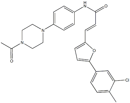 N-[4-(4-acetyl-1-piperazinyl)phenyl]-3-[5-(3-chloro-4-methylphenyl)-2-furyl]acrylamide Structure