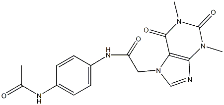 N-[4-(acetylamino)phenyl]-2-(1,3-dimethyl-2,6-dioxo-1,2,3,6-tetrahydro-7H-purin-7-yl)acetamide Struktur