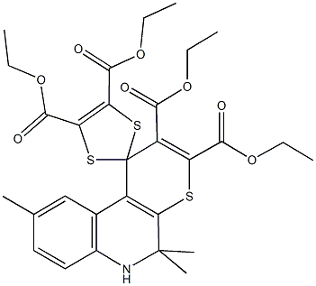 tetraethyl 5',5',9'-trimethyl-5',6'-dihydrospiro(1,3-dithiole-2,1'-[1'H]-thiopyrano[2,3-c]quinoline)-2',3',4,5-tetracarboxylate Struktur