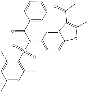 N-(3-acetyl-2-methyl-1-benzofuran-5-yl)-N-benzoyl-2,4,6-trimethylbenzenesulfonamide Structure