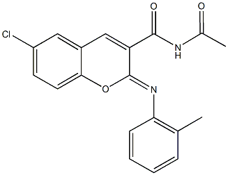 N-acetyl-6-chloro-2-[(2-methylphenyl)imino]-2H-chromene-3-carboxamide Structure
