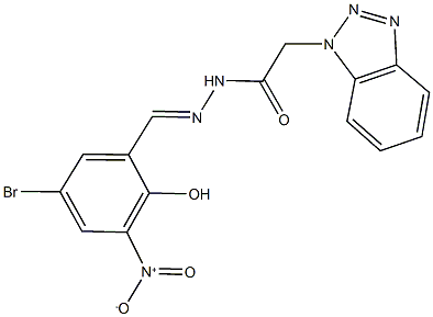 2-(1H-1,2,3-benzotriazol-1-yl)-N'-{5-bromo-2-hydroxy-3-nitrobenzylidene}acetohydrazide Struktur