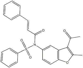 N-(3-acetyl-2-methyl-1-benzofuran-5-yl)-N-cinnamoylbenzenesulfonamide Struktur
