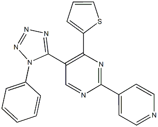 5-(1-phenyl-1H-tetraazol-5-yl)-2-(4-pyridinyl)-4-(2-thienyl)pyrimidine Struktur
