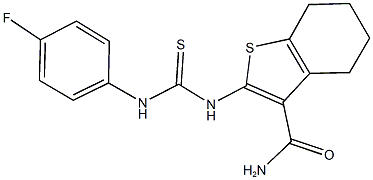 2-{[(4-fluoroanilino)carbothioyl]amino}-4,5,6,7-tetrahydro-1-benzothiophene-3-carboxamide Structure