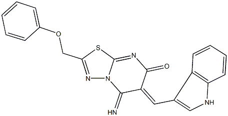 5-imino-6-(1H-indol-3-ylmethylene)-2-(phenoxymethyl)-5,6-dihydro-7H-[1,3,4]thiadiazolo[3,2-a]pyrimidin-7-one Structure