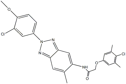2-(4-chloro-3,5-dimethylphenoxy)-N-[2-(3-chloro-4-methoxyphenyl)-6-methyl-2H-1,2,3-benzotriazol-5-yl]acetamide
