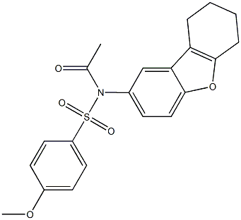 N-acetyl-4-methoxy-N-(6,7,8,9-tetrahydrodibenzo[b,d]furan-2-yl)benzenesulfonamide Struktur