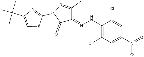 1-(4-tert-butyl-1,3-thiazol-2-yl)-3-methyl-1H-pyrazole-4,5-dione 4-({2,6-dichloro-4-nitrophenyl}hydrazone)