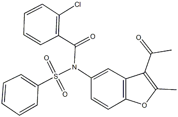 N-(3-acetyl-2-methyl-1-benzofuran-5-yl)-N-(2-chlorobenzoyl)benzenesulfonamide Structure