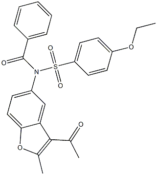 N-(3-acetyl-2-methyl-1-benzofuran-5-yl)-N-benzoyl-4-ethoxybenzenesulfonamide Struktur