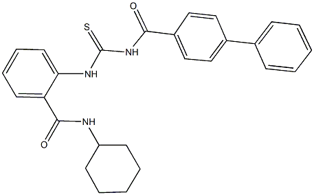 2-({[([1,1'-biphenyl]-4-ylcarbonyl)amino]carbothioyl}amino)-N-cyclohexylbenzamide,,结构式