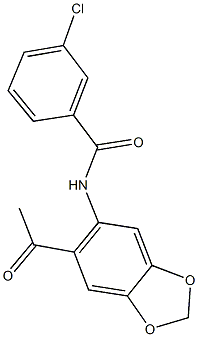 N-(6-acetyl-1,3-benzodioxol-5-yl)-3-chlorobenzamide Struktur