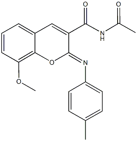 N-acetyl-8-methoxy-2-[(4-methylphenyl)imino]-2H-chromene-3-carboxamide Struktur