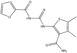 2-{[(2-furoylamino)carbothioyl]amino}-4,5-dimethyl-3-thiophenecarboxamide,,结构式