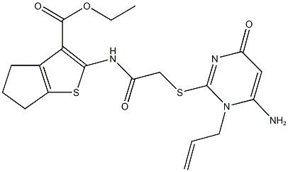  ethyl 2-({[(1-allyl-6-amino-4-oxo-1,4-dihydro-2-pyrimidinyl)sulfanyl]acetyl}amino)-5,6-dihydro-4H-cyclopenta[b]thiophene-3-carboxylate