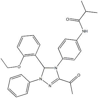 N-{4-[3-acetyl-5-(2-ethoxyphenyl)-1-phenyl-1,5-dihydro-4H-1,2,4-triazol-4-yl]phenyl}-2-methylpropanamide Struktur