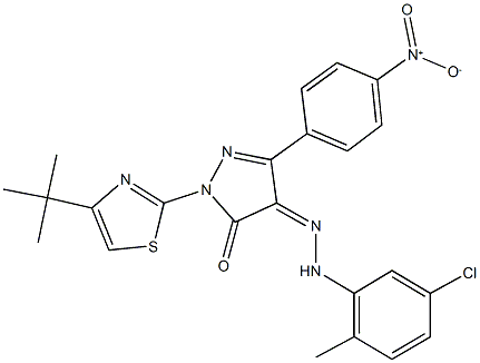 1-(4-tert-butyl-1,3-thiazol-2-yl)-3-{4-nitrophenyl}-1H-pyrazole-4,5-dione 4-[(5-chloro-2-methylphenyl)hydrazone]