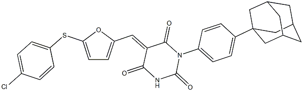  1-[4-(1-adamantyl)phenyl]-5-({5-[(4-chlorophenyl)sulfanyl]-2-furyl}methylene)-2,4,6(1H,3H,5H)-pyrimidinetrione