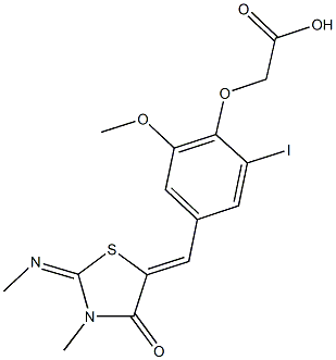 (2-iodo-6-methoxy-4-{[3-methyl-2-(methylimino)-4-oxo-1,3-thiazolidin-5-ylidene]methyl}phenoxy)acetic acid Structure
