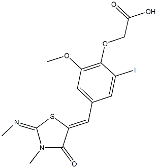 (2-iodo-6-methoxy-4-{[3-methyl-2-(methylimino)-4-oxo-1,3-thiazolidin-5-ylidene]methyl}phenoxy)acetic acid|