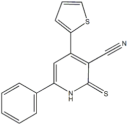 6-phenyl-4-thien-2-yl-2-thioxo-1,2-dihydropyridine-3-carbonitrile 结构式