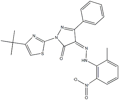 1-(4-tert-butyl-1,3-thiazol-2-yl)-3-phenyl-1H-pyrazole-4,5-dione 4-({2-nitro-6-methylphenyl}hydrazone)