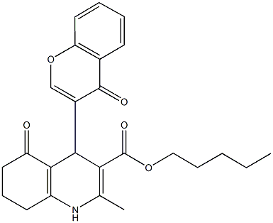 pentyl 2-methyl-5-oxo-4-(4-oxo-4H-chromen-3-yl)-1,4,5,6,7,8-hexahydro-3-quinolinecarboxylate Structure