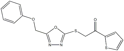2-{[5-(phenoxymethyl)-1,3,4-oxadiazol-2-yl]sulfanyl}-1-(2-thienyl)ethanone 化学構造式