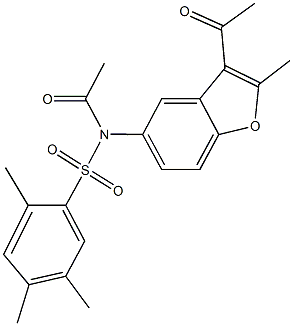 N-acetyl-N-(3-acetyl-2-methyl-1-benzofuran-5-yl)-2,4,5-trimethylbenzenesulfonamide Structure